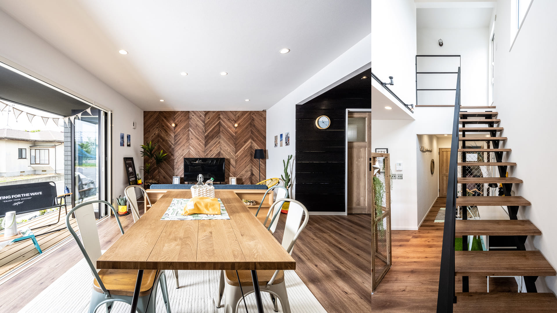 鉄骨階段やナチュラルな素材などを提案。予算に合わせて代替え素材でコストバランスに配慮